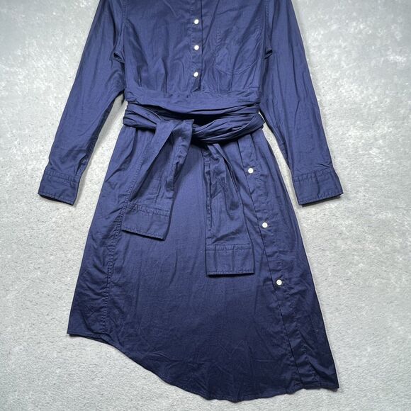 GANT Shirt Dress Women’s Medium Navy 1/2 Button Front Tie Waist The Smile Shift - Picture 3 of 10